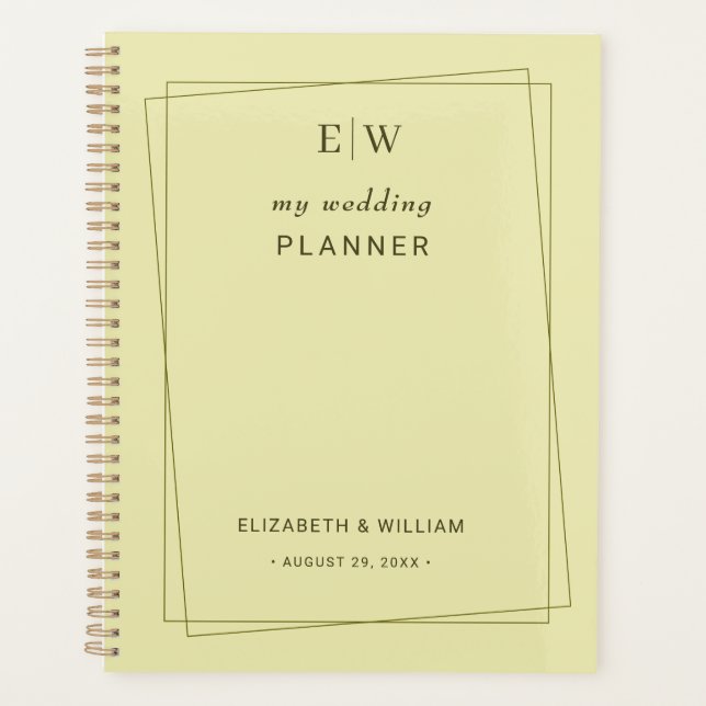 Agenda Elegant Frame on Celestial Yellow Monogram Wedding (Anverso)