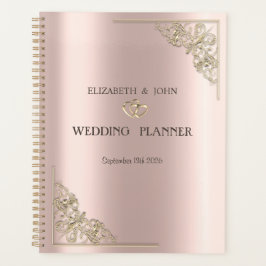 Agenda Elegant Gold Hearts Rose Gold Wedding 