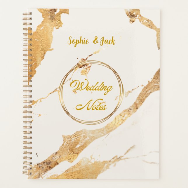 Agenda Elegant Gold Marble Wedding Notes Notebook  (Anverso)