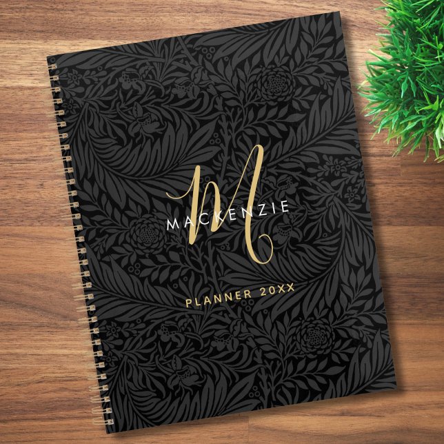 Agenda Elegant Gold Monogram Black Floral 2026 (Subido por el creador)