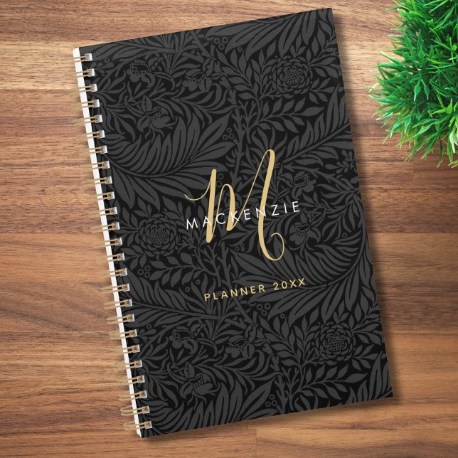Agenda Elegant Gold Monogram Black Floral 2026 (Subido por el creador)
