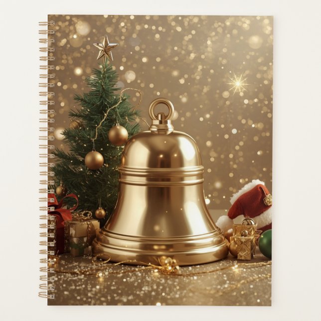 Agenda Elegant Golden Christmas Bell Planner (Anverso)