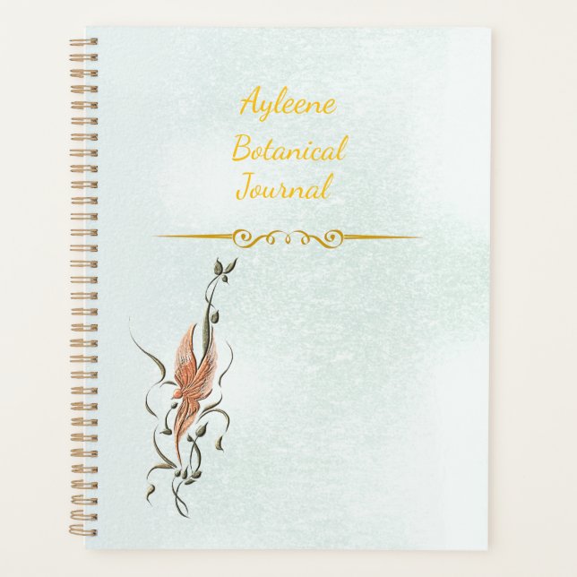 Agenda Elegant Golden Floral Vine Spiral Photo Notebook (Anverso)