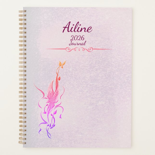 Agenda Elegant Golden Floral Vine spiral planner  (Anverso)