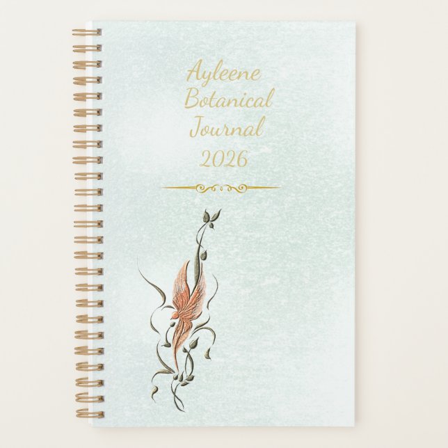 Agenda Elegant Golden Floral Vine Spiral planner (Anverso)