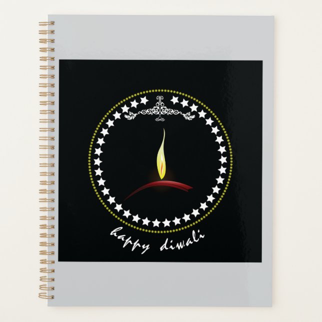 Agenda Elegant Happy Diwali Diya Flame Star Wreath (Anverso)