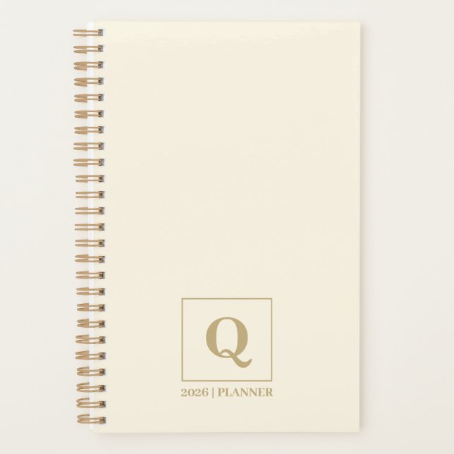 Agenda Elegant Ivory monogram Planner | Custom Gift (Anverso)