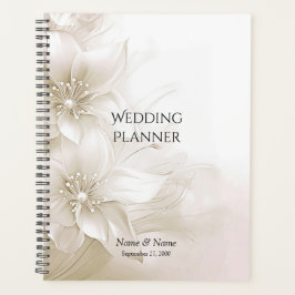 Agenda Elegant Ivory White Flowers Planner