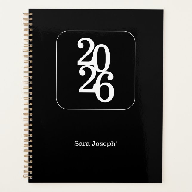 Agenda Elegant Minimalist Black and White Simple Planner (Anverso)