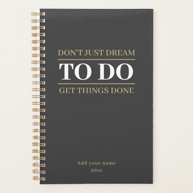 Agenda Elegant Minimalist Charcoal & Beige Gold to do (Anverso)