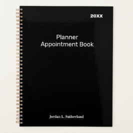 Agenda Elegant Minimalist Personalized Logo Black Planner