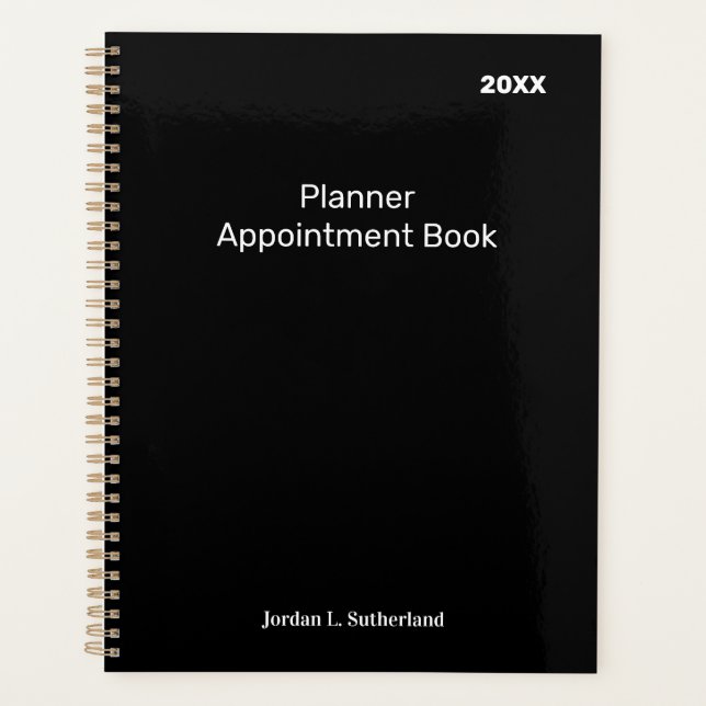 Agenda Elegant Minimalist Personalized Logo Black Planner (Anverso)