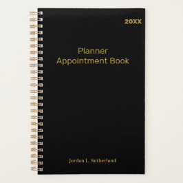 Agenda Elegant Minimalist Personalized Logo Black Planner