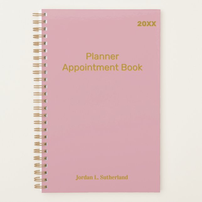 Agenda Elegant Minimalist Personalized Logo Pink Planner (Anverso)