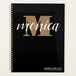 Agenda Elegant Monogram Black Gold Script minimal