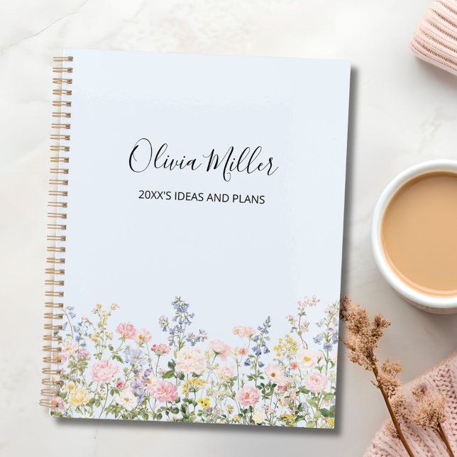 Agenda Elegant Monogram Colorful Flower Garden Floral (In situ)