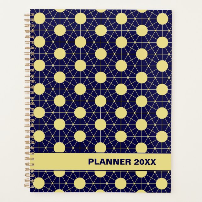 Agenda Elegant Navy and Gold Geometric Tile Pattern (Anverso)