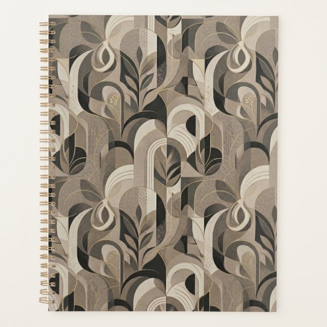 Agenda Elegant Neutral Abstract Geometric Notebook  (Anverso)