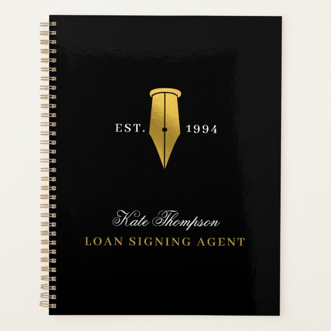 Agenda Elegant Notary Public Signing Agent Gold Logo (Anverso)
