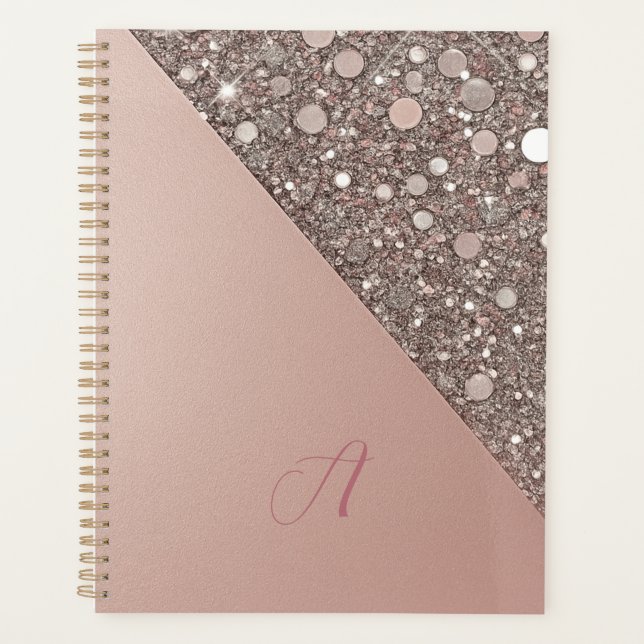 Agenda Elegant Rose Gold Monogram Planner (Anverso)