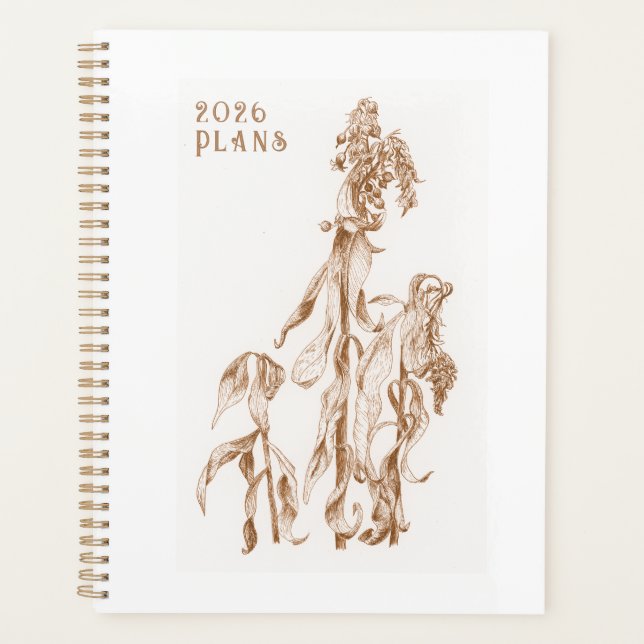 Agenda Elegant Seasonal Botanical Ink Art  2026  (Anverso)