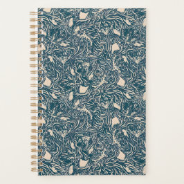 Agenda Elegant Teal Botanical Swirl Seamless Pattern