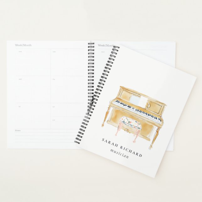 Agenda Elegant Watercolor Piano Musician Music Teacher (Demostración)