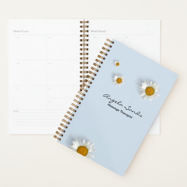 Agenda Elegant white daisies blue (Demostración)