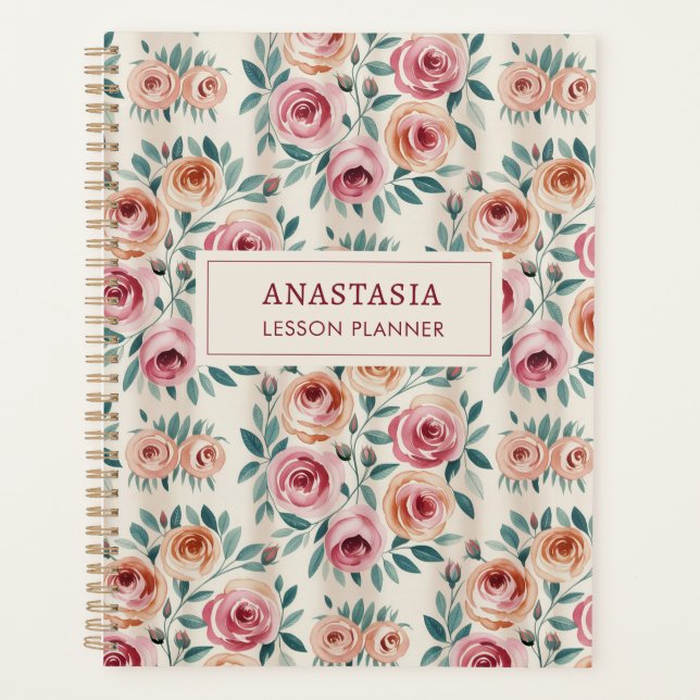 Agenda Elegante acuarela Bonito Monograma floral (Anverso)