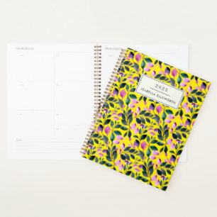 Agenda Elegante acuarela Floral Amarillo Nombre 2025