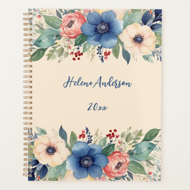 Agenda Elegante acuarela Floral Feminine (Anverso)