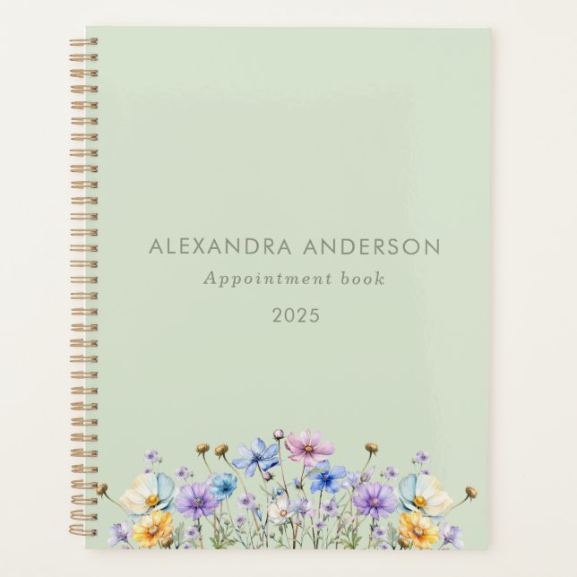 Agenda Elegante acuarela floral Flores silvestres minimal (Anverso)