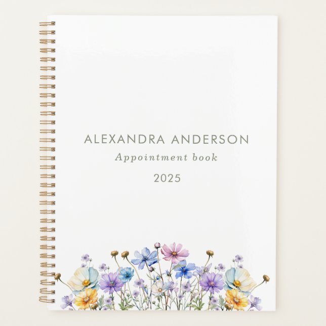 Agenda Elegante acuarela floral Flores silvestres minimal (Anverso)
