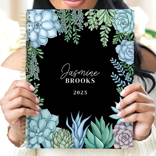 Agenda Elegante acuarela floral Suculento nombre personal (Subido por el creador)