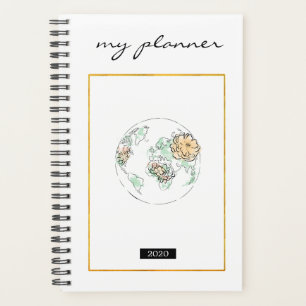Agenda Elegante acuarela Moda moderna Globe amarillo
