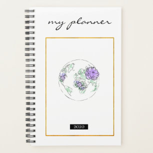Agenda Elegante acuarela Moda moderna Globe Lavanda