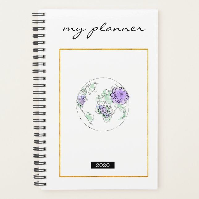 Agenda Elegante acuarela Moda moderna Globe Lavanda (Anverso)