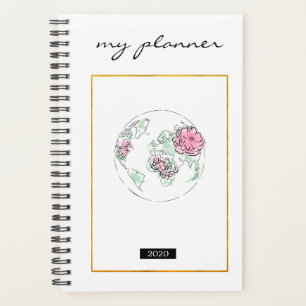 Agenda Elegante acuarela Moda moderna Globe rosa