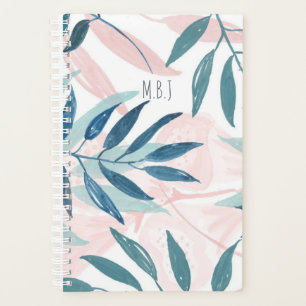 Agenda Elegante acuarela Pastel Leaves Monograma