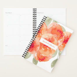 Agenda Elegante acuarela Peach Peonies Floral
