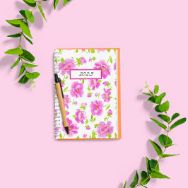 Agenda Elegante acuarela Peonies Floral rosa