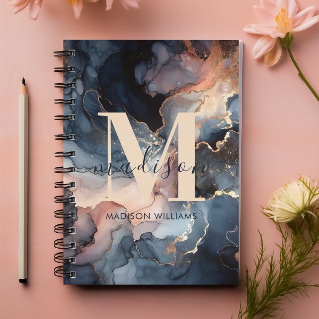 Agenda Elegante acuarela Resumen Monograma de mármol (Subido por el creador)