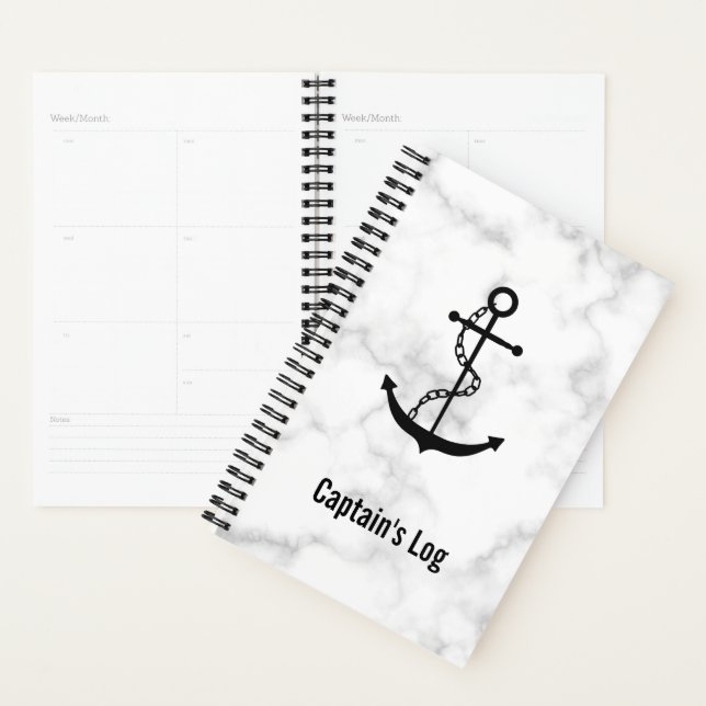 Agenda Elegante Anclaje Náutico Mármol Blanco (Demostración)