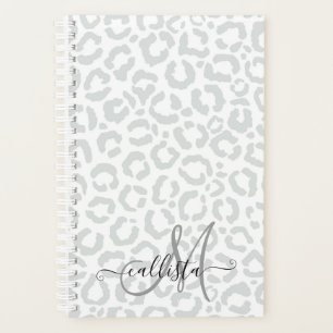 Agenda Elegante animal de leopardo gris blanco