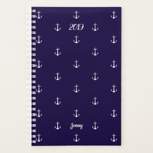 Agenda Elegante Año Nautical Anchor Nombre Personalizado