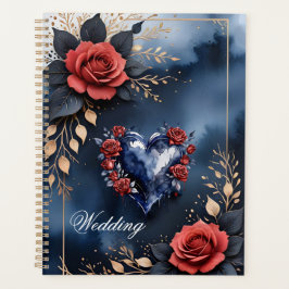 Agenda Elegante arreglo rosa con follaje dorado