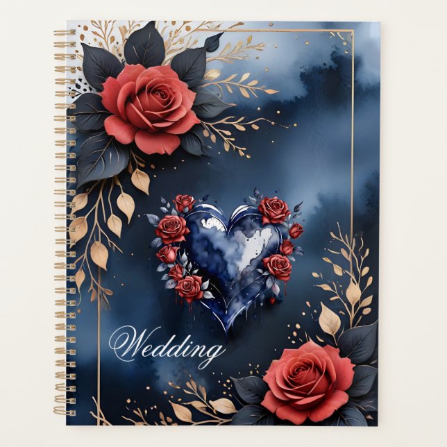 Agenda Elegante arreglo rosa con follaje dorado (Anverso)