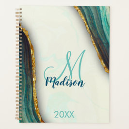 Agenda Elegante arte de mármol verde esmeralda falso purp