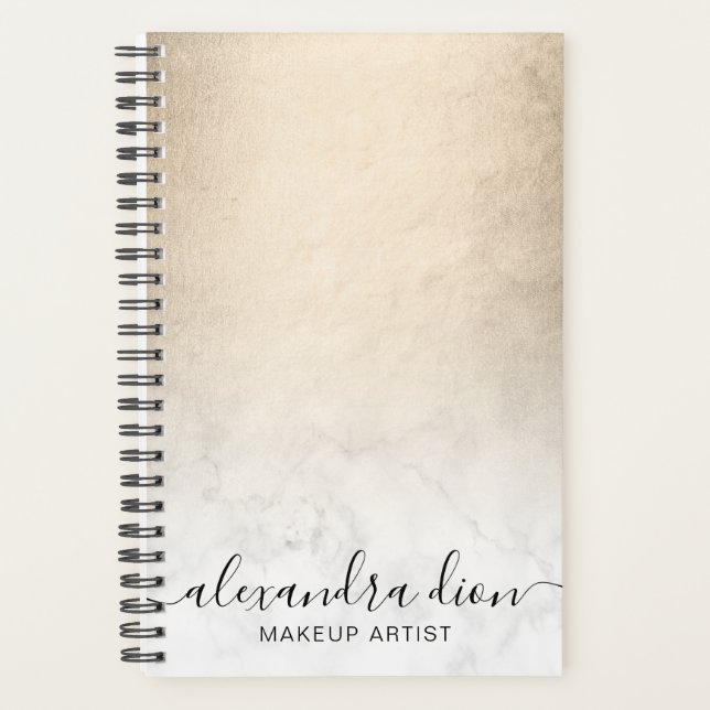 Agenda Elegante artista de maquillaje de mármol blanco do (Anverso)