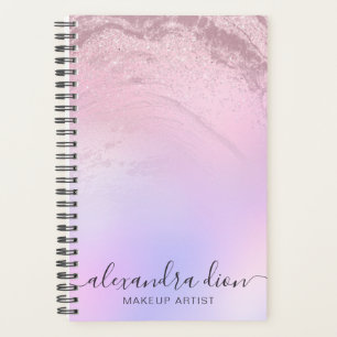 Agenda Elegante artista de maquillaje de mármol rosa purp